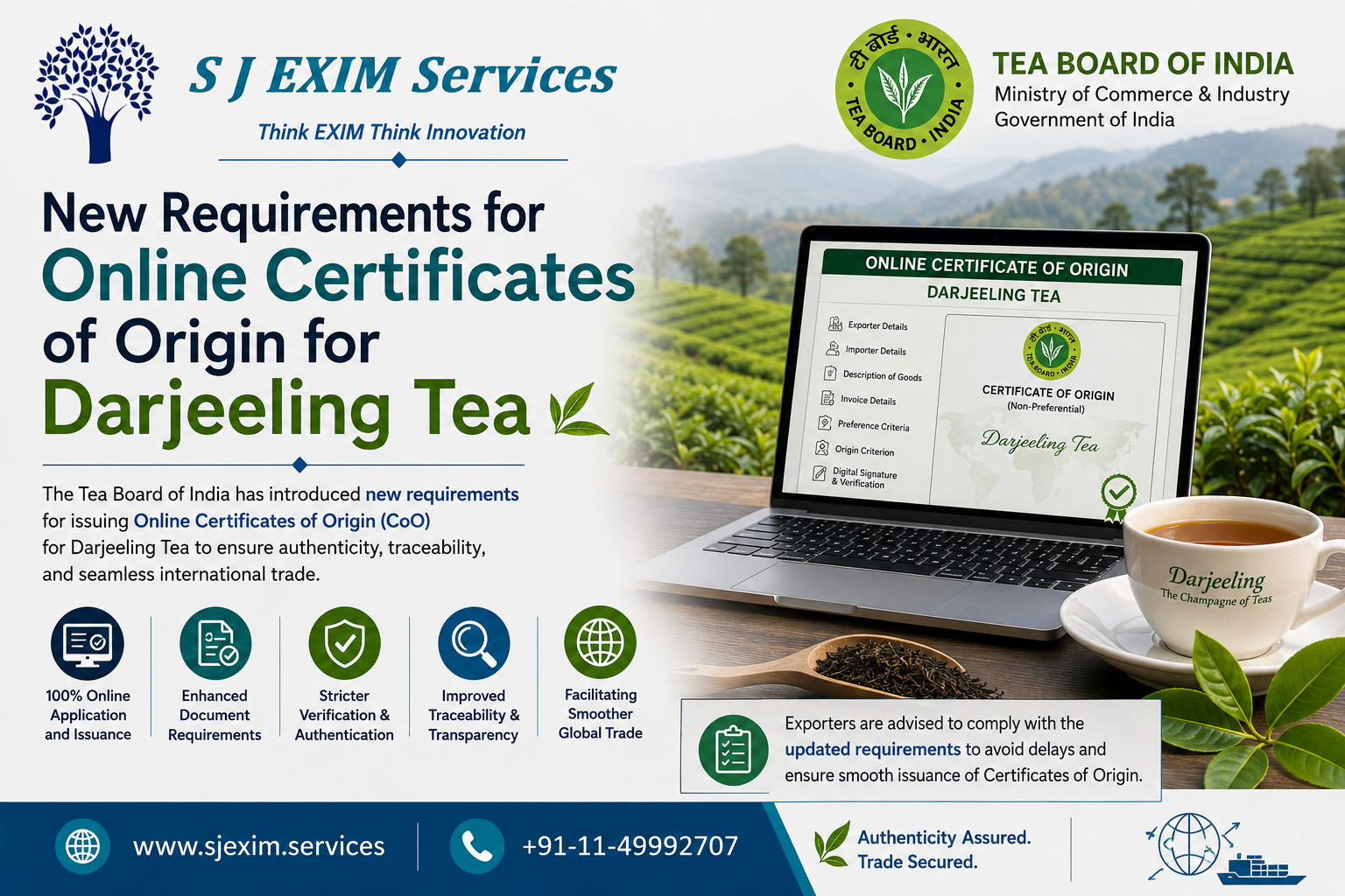 New Requirements for Online Certificates of Origin for Darjeeling Tea
