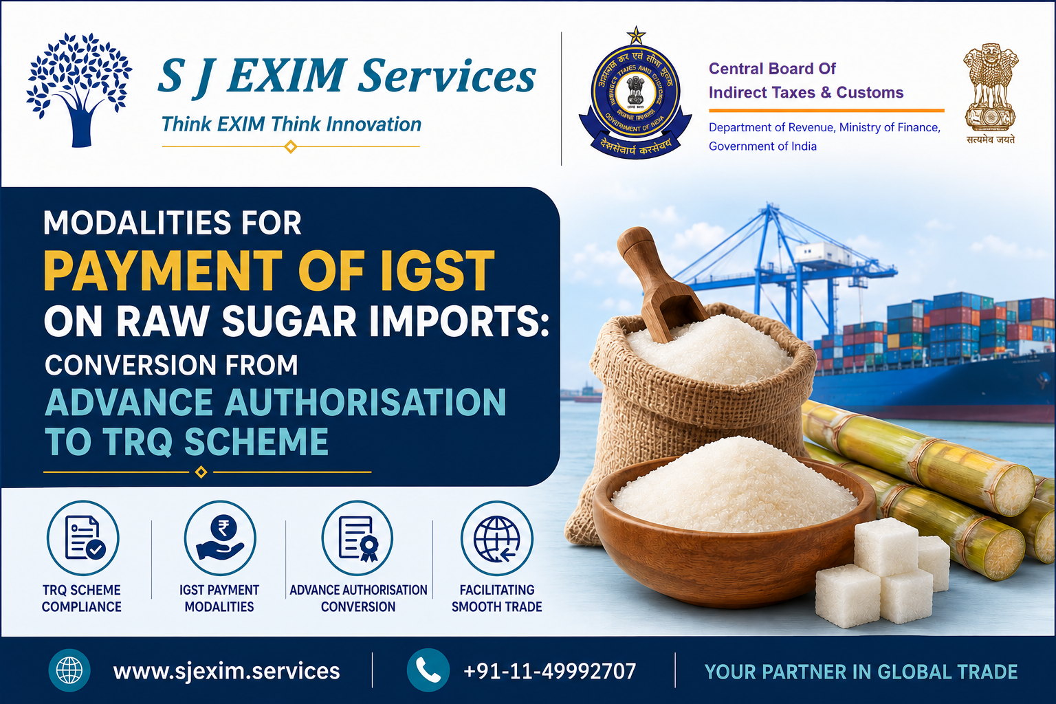 Modalities for Payment of IGST on Raw Sugar Imports: Conversion from Advance Authorisation to TRQ Scheme