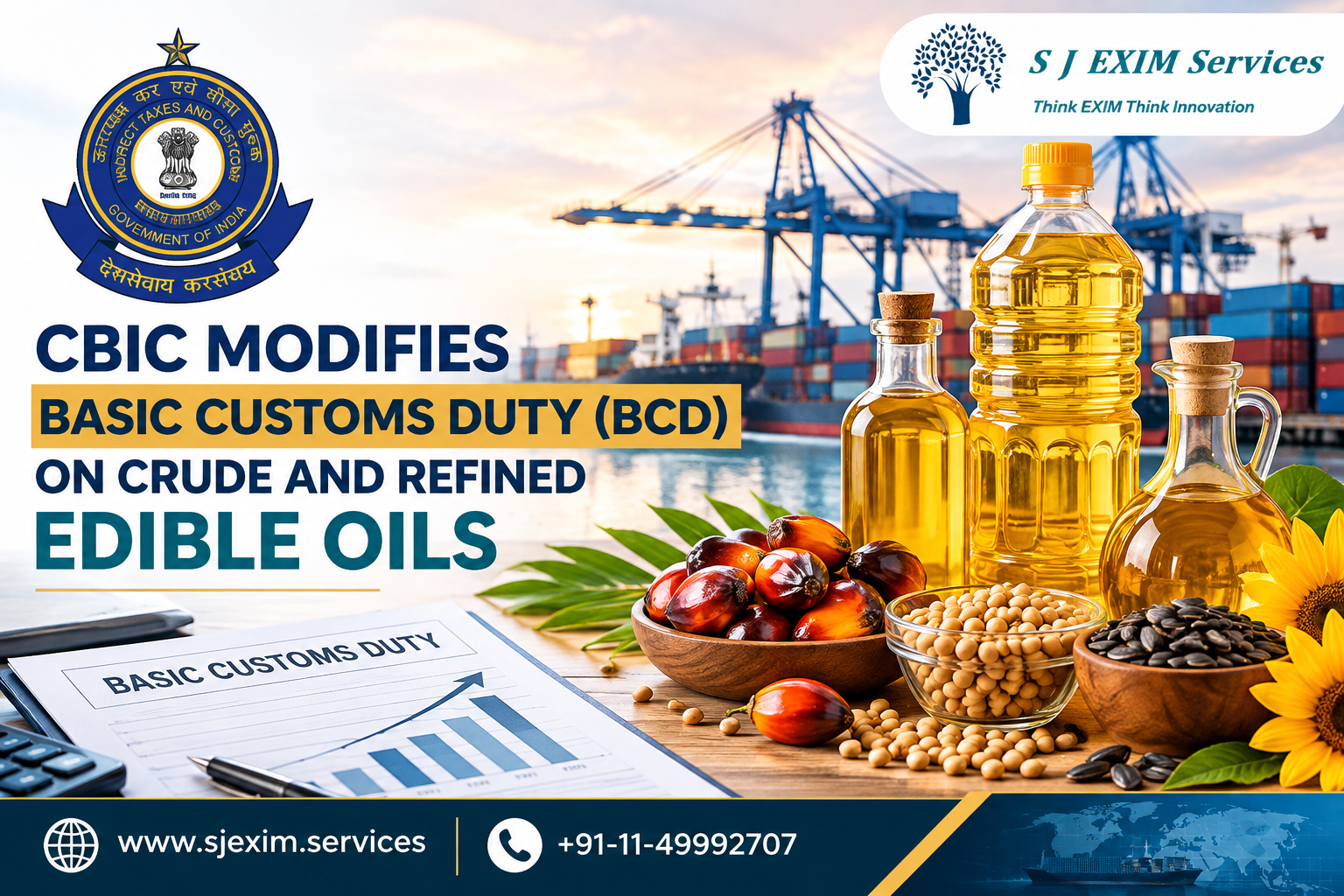 CBIC modifies Basic Customs Duty (BCD) on crude and refined edible oils