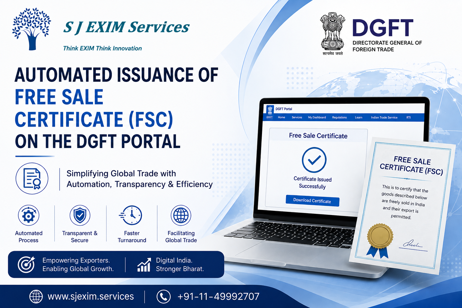Automated Issuance of Free Sale Certificates (FSC) on the DGFT Portal