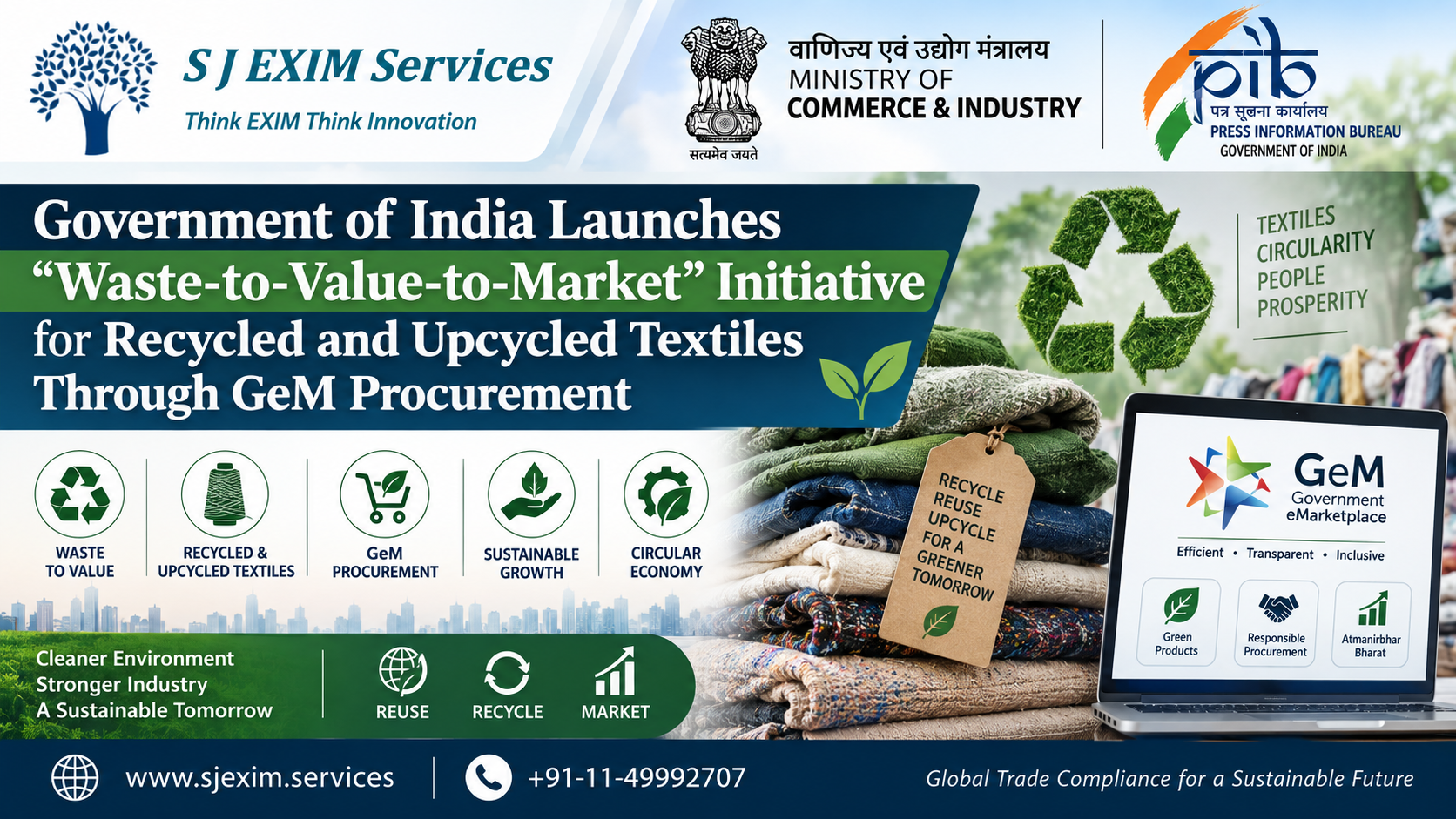 Government of India Launches βWaste-to-Value-to-Marketβ Initiative for Recycled and Upcycled Textiles Through GeM Procurement