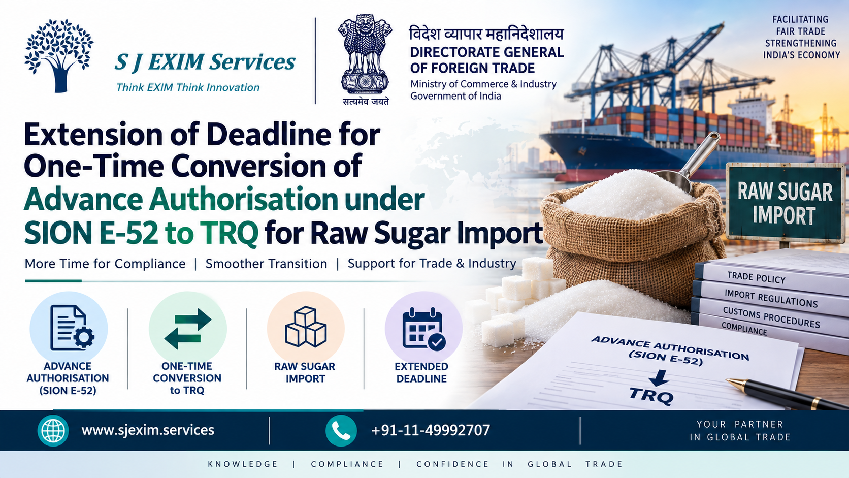 Extension of Deadline for One-Time Conversion of Advance Authorisation under SION E-52 to TRQ for Raw Sugar Import