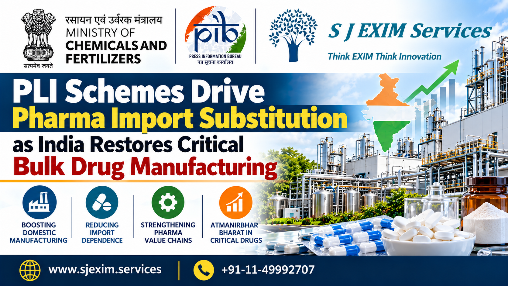 PLI Schemes Drive Pharma Import Substitution as India Restores Critical Bulk Drug Manufacturing