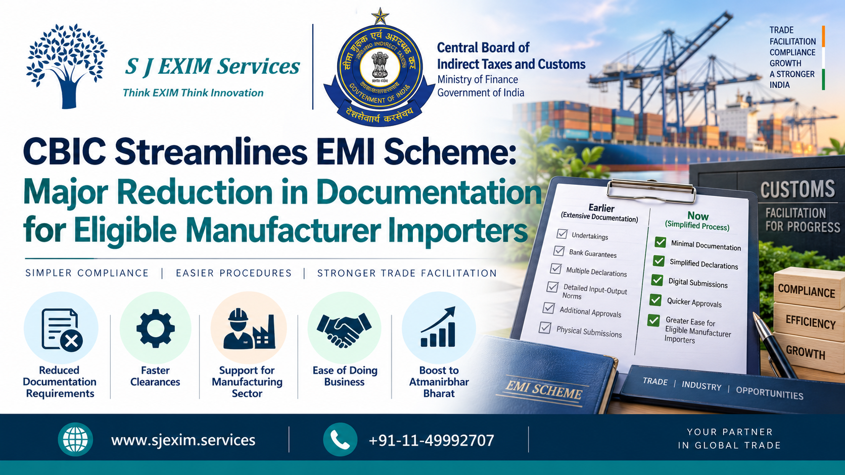 CBIC Streamlines EMI Scheme: Major Reduction in Documentation for Eligible Manufacturer Importers