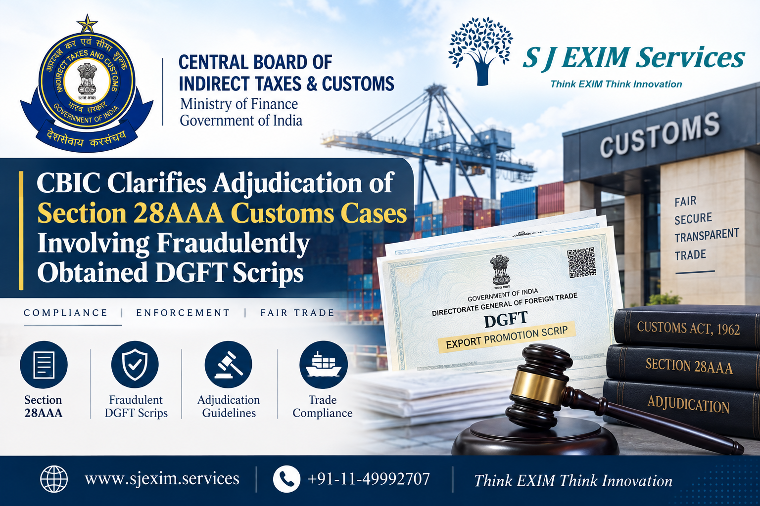 CBIC Clarifies Adjudication of Section 28AAA Customs Cases Involving Fraudulently Obtained DGFT Scrips