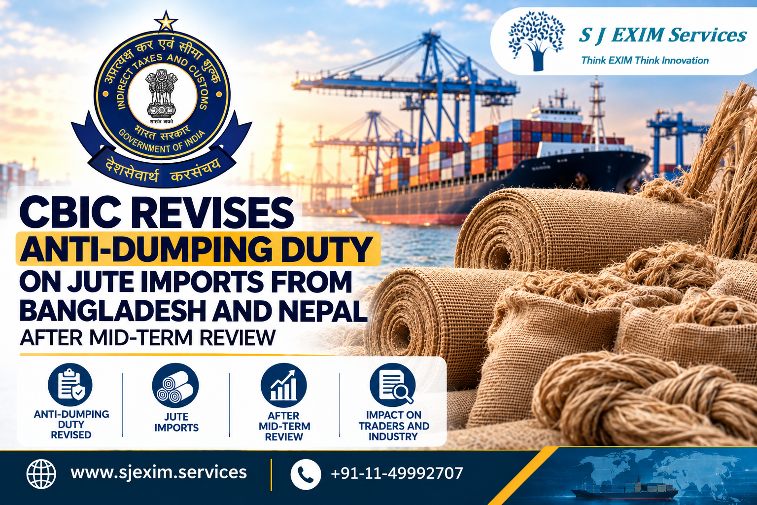 CBIC Revises Anti-Dumping Duty on Jute Imports from Bangladesh and Nepal After Mid-Term Review