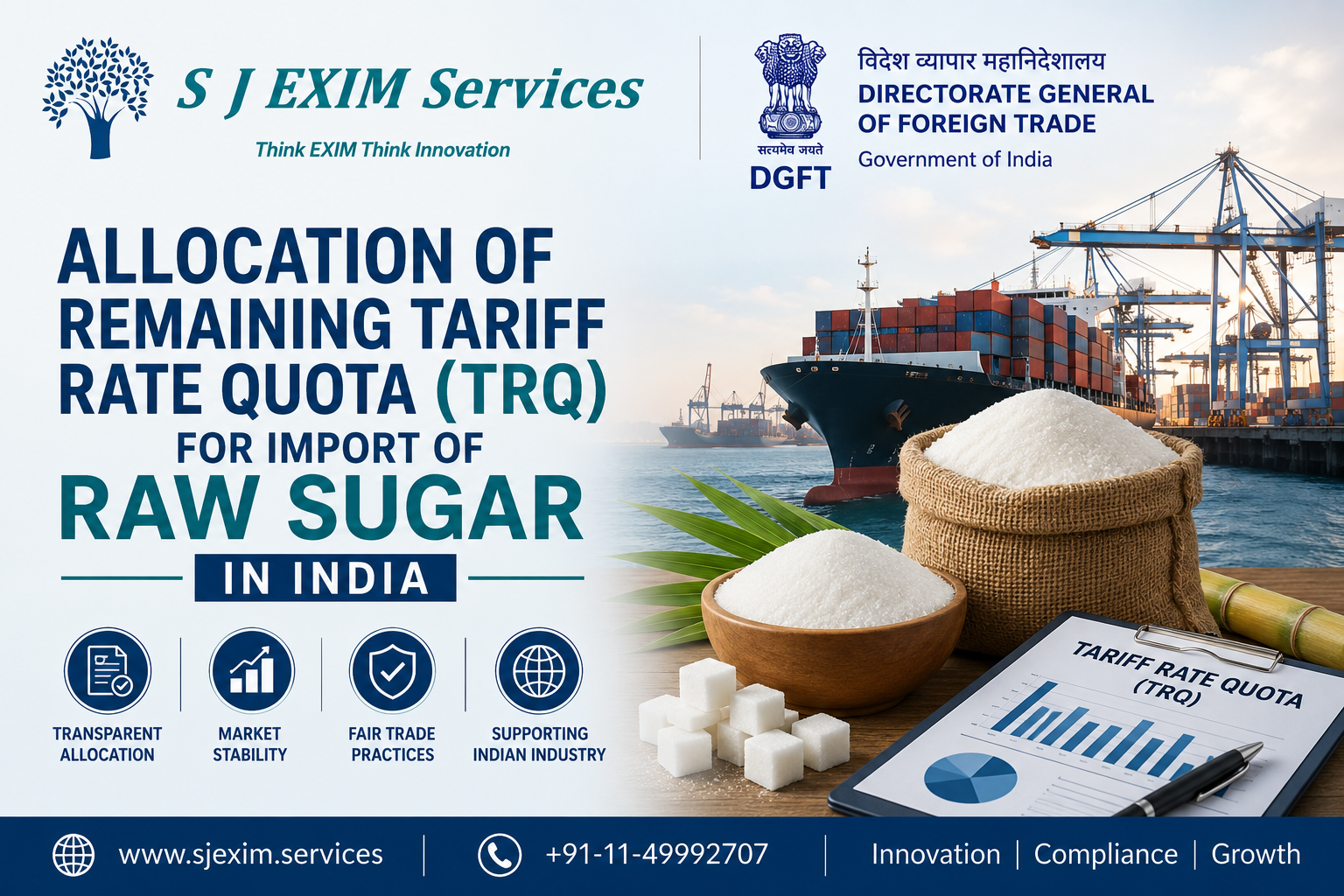 Allocation of Remaining Tariff Rate Quota (TRQ) for Import of Raw Sugar in India