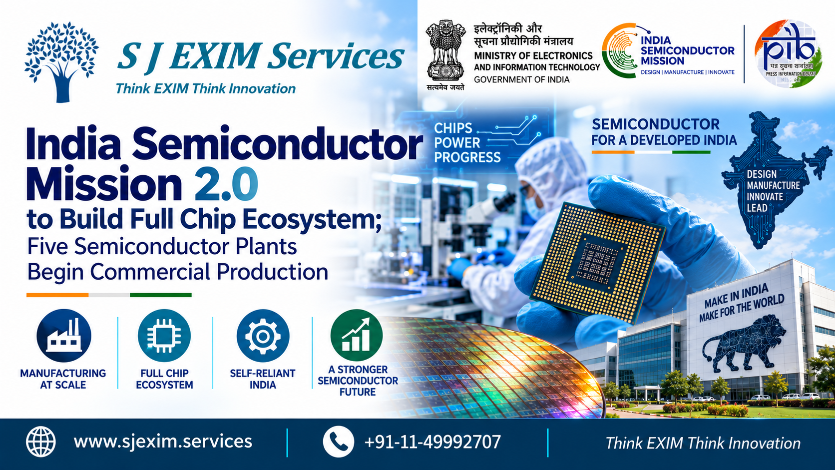 India Semiconductor Mission 2.0 to Build Full Chip Ecosystem; Five Semiconductor Plants Begin Commercial Production