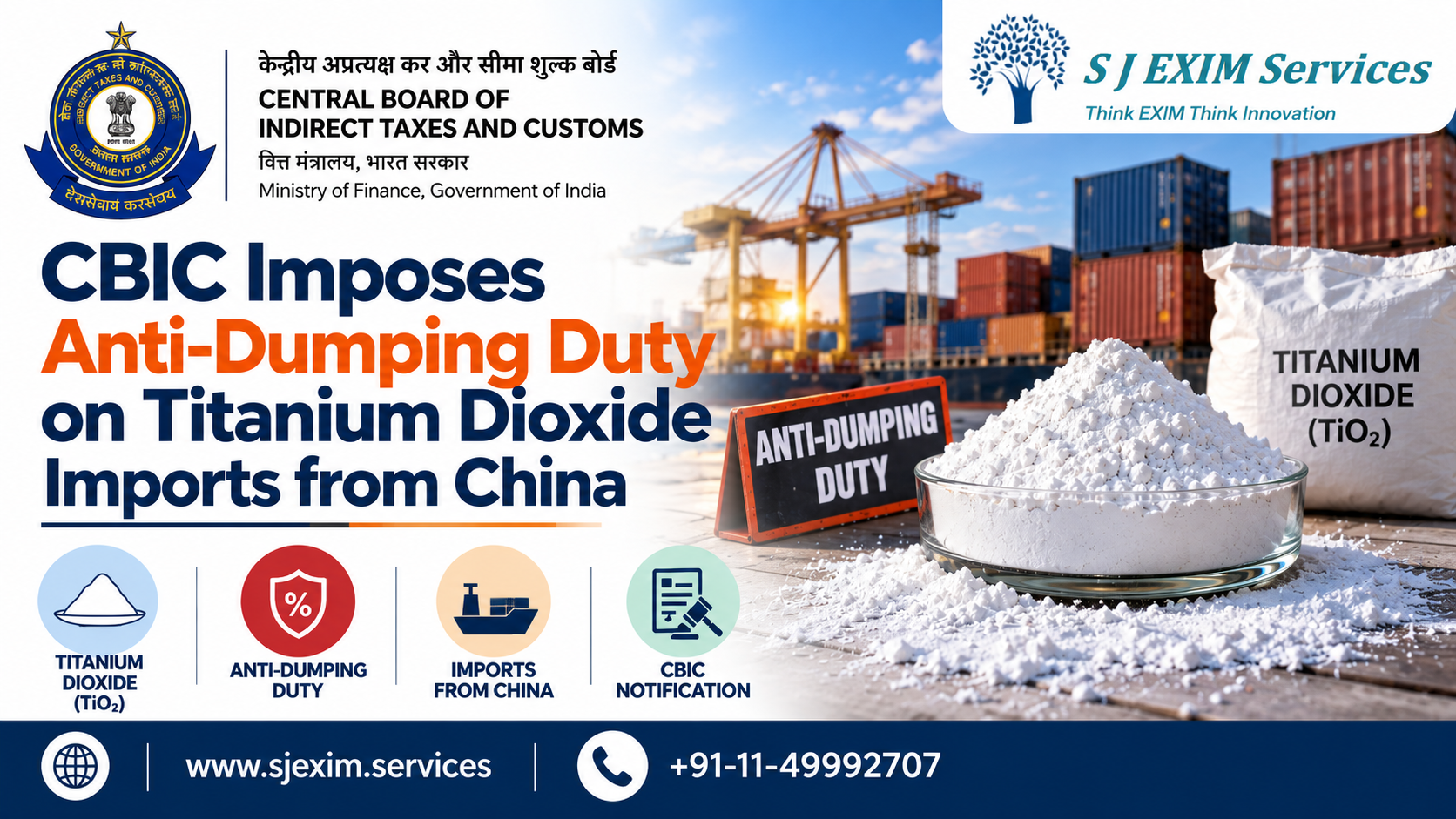 CBIC Imposes Anti-Dumping Duty on Titanium Dioxide Imports from China