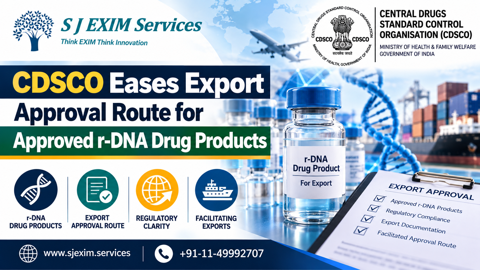 CDSCO Eases Export Approval Route for Approved r-DNA Drug Products