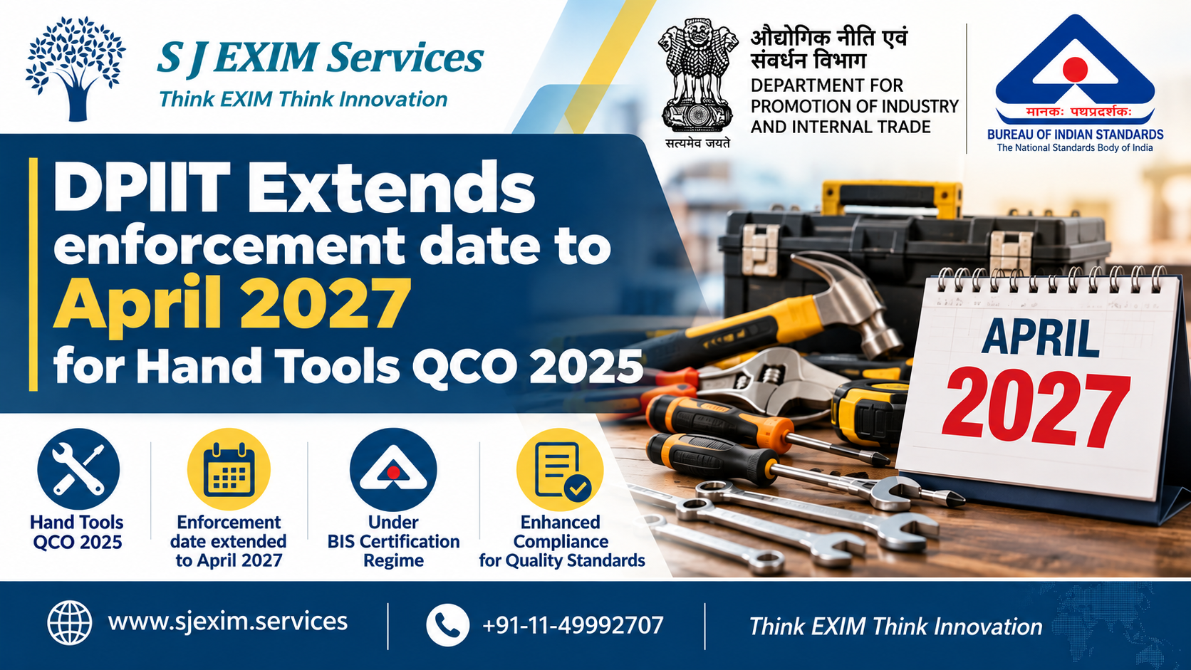 DPIIT Extends enforcement date to April 2027 for Hand Tools QCO 2025