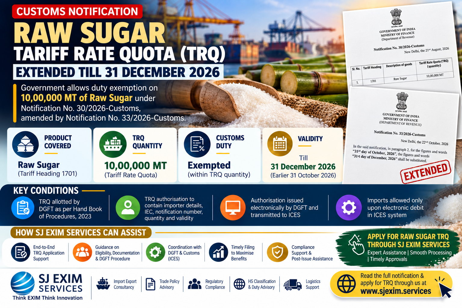 TRQ Date extended for Raw Sugar Import
